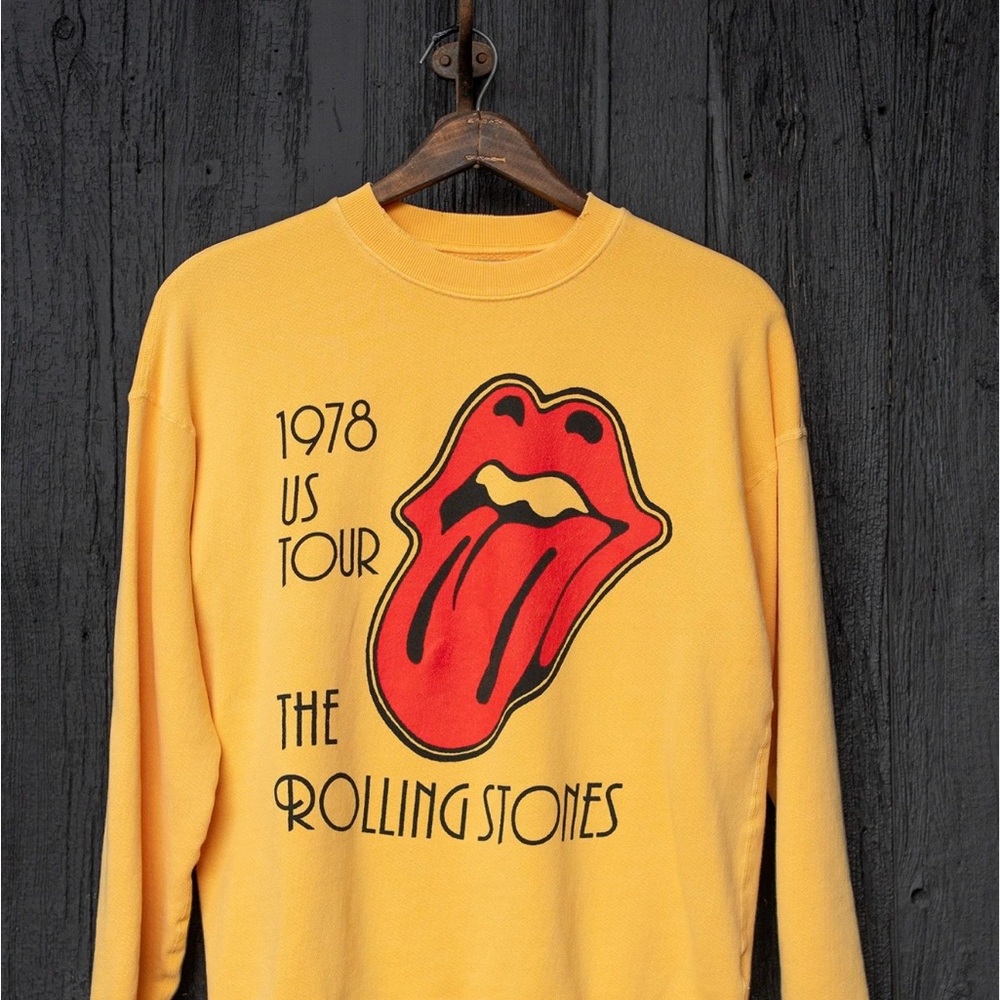 NWT MadeWorn Yellow Rolling Stones Sweatshirt
